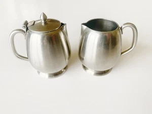 2-ARNBEE Pitcher Creamer 18-8 6007, 6008 Stainless Steel Vintage Japan 2.75" H - Picture 1 of 9