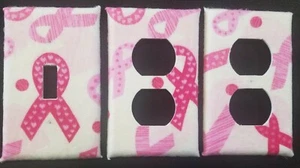 BREAST CANCER AWARENESS LIGHT SWITCH COVER AND OUTLET PLATES! FREE SHIPPING - Picture 1 of 2