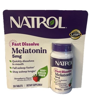 Natrol Melatonina 5 mg Disolución Rápida 250 Comprimidos Sabor Fresa Exp 3/2027 Foto 1 de 2