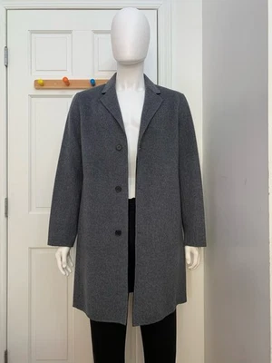 Theory Delancey DW Dark Grey Melange/Black New Divide Wool Cashmere Coat Size L - Image 1 of 4