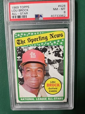 1969 Topps Baseball #428 Lou Brock Sports News All-Star☆☆PSA 8 (casi nuevo-como nuevo)☆☆ Foto 1 de 2