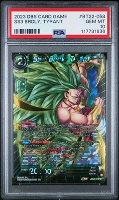 2023 Dragon Ball Card Game SS3 Broly Tyrant #BT22-058 PSA 10 Gem Mint - Image 1 of 2