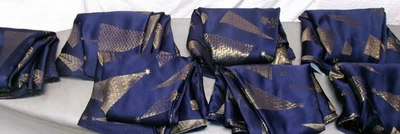 Lot of 7 Round Christmas Theme Tablecloths 60" x 60" Navy / Metallic USED - Image 1 of 4