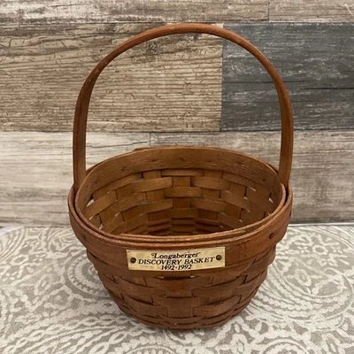 Longaberger Discovery Basket 1492 1992 Handwoven Wood Storage Collectible - Image 1 of 4
