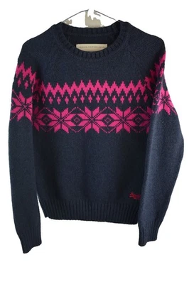 SUPERDRY Blue Knitwear Jumper size S Womens Nordic Knit Pullover Casual Outdoors - Image 1 of 4