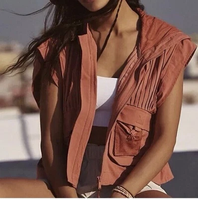 Free People FP Movement Utility Vest Sequoia Boho Pleaty Please Small S - Image 1 of 4