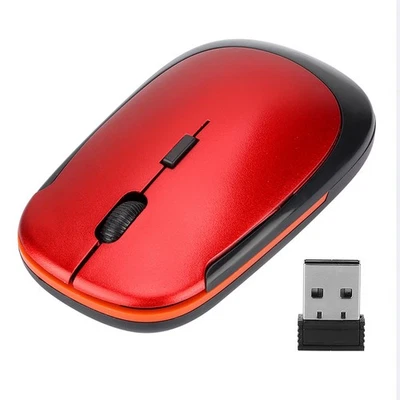 Red Ultra Thin 2.4G 1200DPI USB Wireless Mouse Ergonomic Optical Positioning - Image 1 of 4