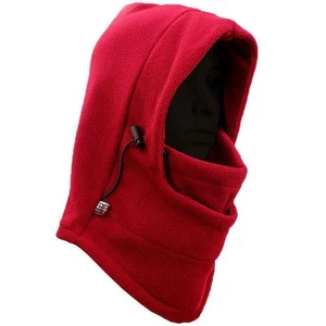Adult Fleece Balaclava Hood Neck Warmer For Outdoors-Wine - Picture 1 of 1