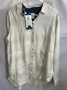 NEW Women's Jachs Girlfriend Super Soft Feel Flannel Shirt Off White Size Large - Picture 1 of 14