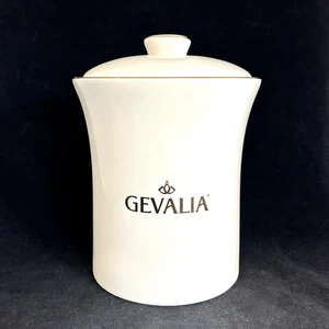 "Bote de café hermético de cerámica Gevalia Kaffe vintage de 8"" con adornos dorados" - Imagen 1 de 8