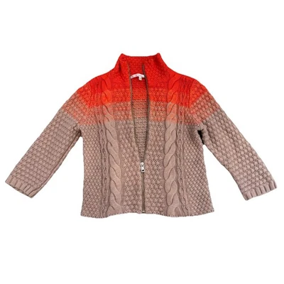 Suéter Rachel Roy Naranja Bronceado Ombré Cremallera Tejido Manga 3/4 Talla M Vintage Simulado Foto 1 de 4