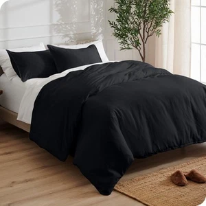 Full Black Double Brushed Duvet Set by Bare Home - Picture 1 of 9