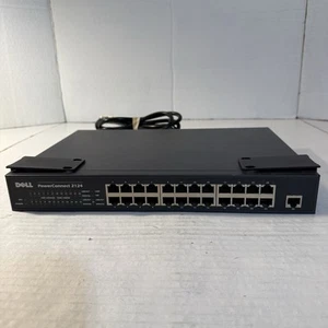 Dell Power Connect 2124 Fast Ethernet Switch 24 Port Power Cord Mount Brackets - Picture 1 of 16