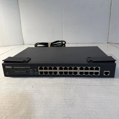 Dell Power Connect 2124 Fast Ethernet Switch 24 Port Power Cord Mount Brackets - Image 1 of 4