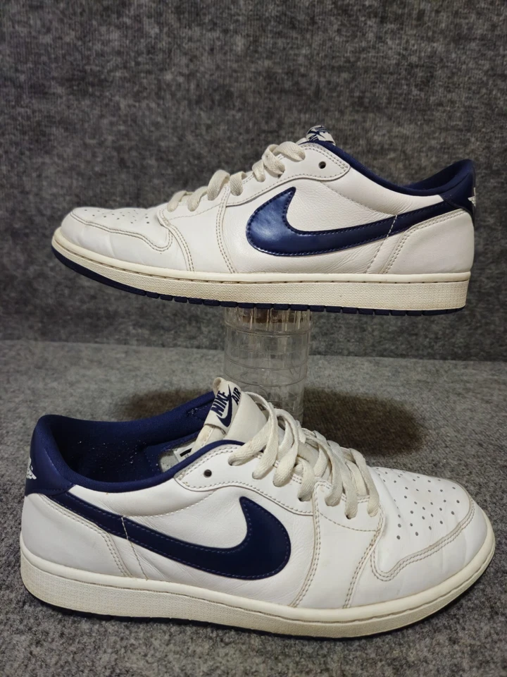 Nike Air Jordan 1 Retro Bajo OG Blanco Medianoche Azul Marino Talla 11.5 Foto 1 de 4