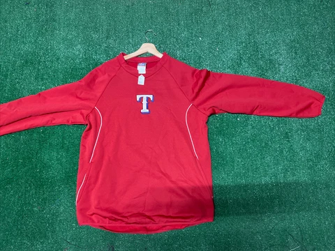 Majestic Texas Rangers Mens Pullover Sweater Mens Size L Red MLB Cover