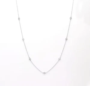 14K White Gold 1ctw E/F VS1-VS2 Lab Grown Diamonds By The Yard Necklace - Picture 1 of 6
