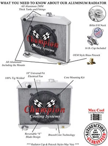 Super Champion 3 Row All Aluminum Radiator W/ 10" Fan for 1941 - 1952 Willys M38 - Foto 1 di 9