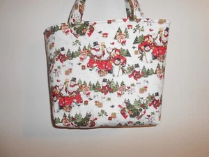 Bolso de Mano Cardinal Hecho a Mano Navidad Hombre de Nieves Camión Rojo Perro - Imagen 1 de 1