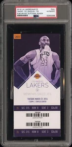 Kobe Bryant Final Season LA Lakers Full Ticket 3/22/2016 vs. Grizzlies - PSA/DNA - Picture 1 of 3