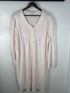 Miss Elaine 3X Nightgown Pink Comfy Embroidered Flowers Feminine - Picture 1 of 6