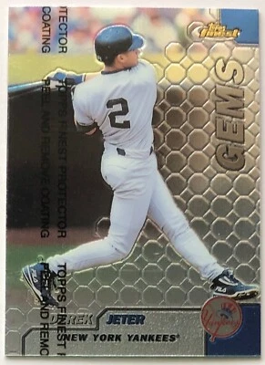 DEREK JETER 1999 Topps Finest GEMS #115 w/coating NEW YORK YANKEES Free Shipping - Image 1 of 2