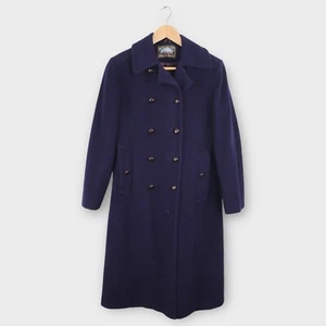 Chaquetón vintage para mujer Mackintosh azul marino talla 6 doble pecho lana forrado púrpura - Imagen 1 de 7