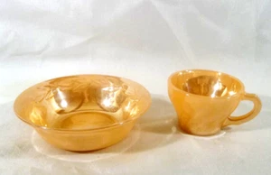 Fire King Peach Lustre Small Bowl and Espresso Cup - Picture 1 of 14