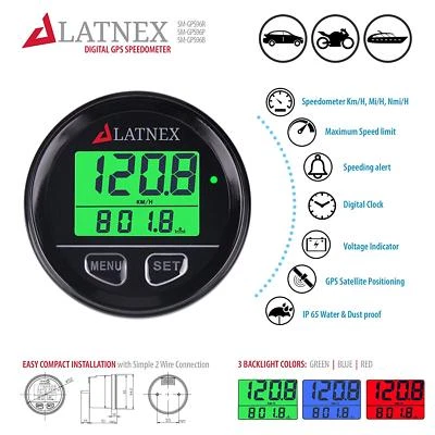 GPS Speedometer Digital LCD Waterproof Gauge Universal - Motorcycle-Marine-Golf - Image 1 of 4