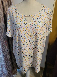 Womens Polka Dot 22/24 1xl Woman Within Short Sleeve Shirt - Picture 1 of 3