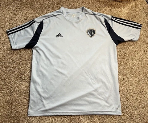 Adidas MLS Sporting KC Soccer Jersey T-shirt Climalite Size 2 XL Cover
