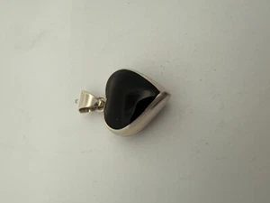 LARGE CARNELIAN STONE HEART PENDANT .925 STERLING SILVER 7.7G - Picture 1 of 9