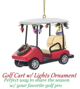 Holiday Ornament Golf Cart w/ Lights Golf Bag & Clubs Florida snowbird golf cart - Picture 1 of 1
