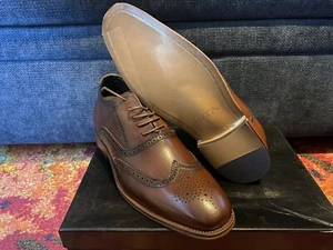 JOTA Men's Brown Wing tip Sz 7.5 Leather Dress Shoes 2.5" High Heels Lifts - Picture 1 of 8