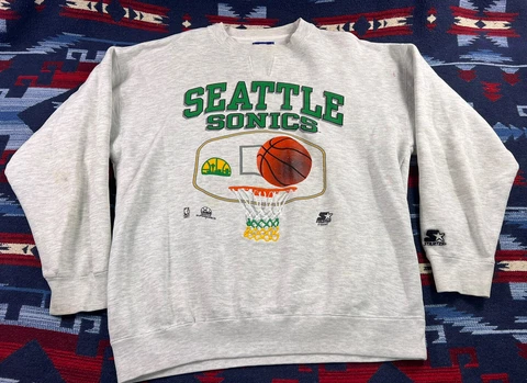 Vintage 90s Starter Seattle Supersonics NBA Basketball Sweatshirt XL Sonics Cover