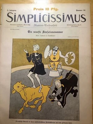 1900 RARE GERMAN SIMPLICISSIMUS MAGAZINE ~ ART NOUVEAU / JUDGENDSTIL  ERA - Image 1 of 2