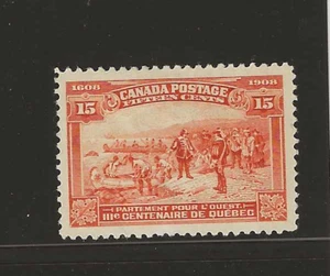 Canada Scott #102 mint no gum 15c red orange 1908 Quebec Tercentenary Issue, thi - Picture 1 of 2