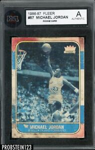 1986-87 Fleer Basketball #57 Michael Jordan Bulls RC Rookie HOF KSA Authentic