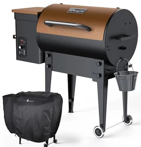 Wood Pellet Smoker & Grill BBQ - Auto Temp Controls, Foldable Legs, Rain Cover - Picture 1 of 5