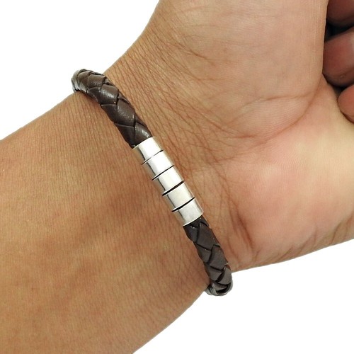 VALENTINO Bracciale donna pelle regalo argento sterling 925 artigianale gioielli boho A78