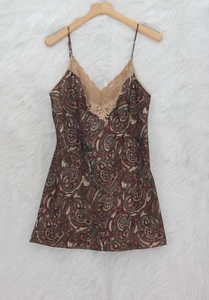 Victoria Secret VTG 90’s Nightgown Large Lingerie Slip Dress Parsley Print #1408 - Picture 1 of 15