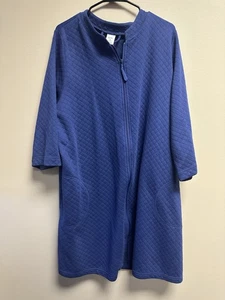Croft & Barrow Women’s XL Sleepwear Robe Navy Full Zip Mid Length Quilted EUC - Picture 1 of 3