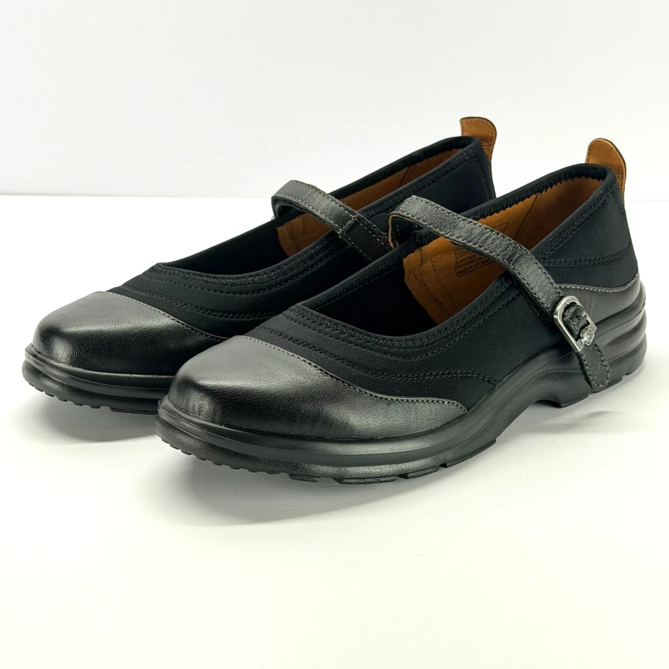 Dr Comfort Flute Mary Janes 9N Black Lycra Leather Adjustable Diabetic Casual - Image 1 of 4
