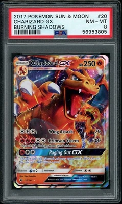 2017 Pokemon SM Burning Shadows Charizard GX #20 PSA 8 NM-MT - Image 1 of 2