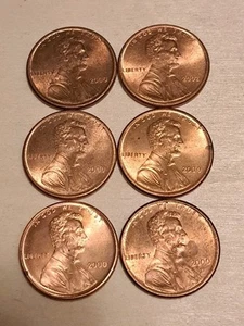 Lot Of 6 Lincoln Memorial Cent Penny 1C Coin w/ Broadstrike Broadstruck Error - Picture 1 of 14