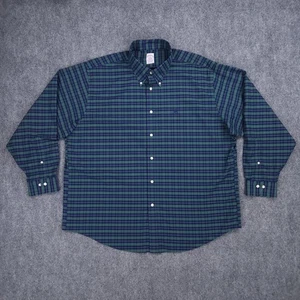 Brooks Brothers Shirt Mens XXL Green Blue Plaid Traditional Stretch Button Down - Picture 1 of 10