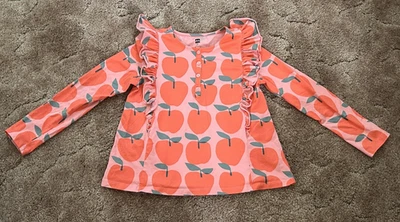 Top manga larga Tea Collection niñas talla 10 manzanas volantes Foto 1 de 4