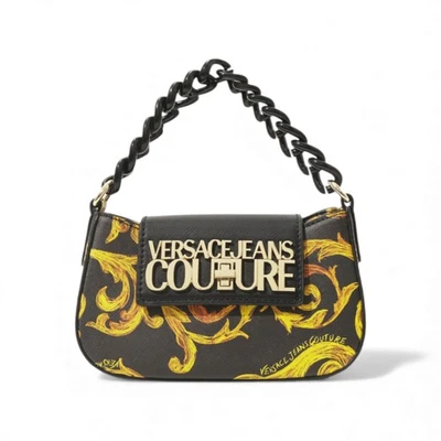 VERSACE JEANS COUTURE WOMEN SHOULDER BAG CROSSBODY BLACK GOLD AUTHENTIC - Image 1 of 4