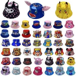 Cartoon Motif Fisherman Fishing Bucket Hat Kids Boys Girls Summer Beach Sun Capり - Picture 1 of 38