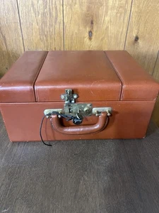 Vintage Shortrip Train Case Brown Cow Hide Leather Key Lock Jars Mirror - Picture 1 of 24